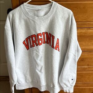 Champion Gray and Orange Virginia Men’s Crew Neck Sweatshirt